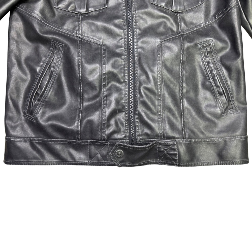 BKE Men's Faux Leather Jacket Dark Gray Size Large Slim Fit Motorcycle Biker - Picture 3 of 12